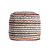18" Natural and Rainbow Braided Jute Blend Striped Pouf Ottoman