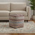 18" Natural and Rainbow Braided Jute Blend Striped Pouf Ottoman