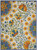 10' X 13' Blue Yellow And White Toile Non Skid Indoor Outdoor Area Rug