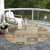 8' Linen Blue And Copper Round Geometric Washable Indoor Outdoor Area Rug