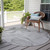 8' Round Silver Round Abstract Washable Non Skid Indoor Outdoor Area Rug
