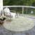 8' Artichoke Green Lavender And Beige Round Floral Washable Indoor Outdoor Area Rug