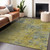 10' X 14' Gold Green And Gray Abstract Washable Indoor Outdoor Area Rug