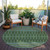 8' Olive Green And Blue Round Tribal Washable Indoor Outdoor Area Rug
