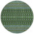 8' Olive Green And Blue Round Tribal Washable Indoor Outdoor Area Rug