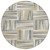 8' Beige Gray And Ivory Round Geometric Washable Indoor Outdoor Area Rug