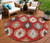 8' Red Ivory And Salmon Round Southwestern Washable Indoor Outdoor Area Rug