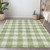 9' X 12' Artichoke Green And Gray Plaid Washable Indoor Outdoor Area Rug