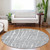 8' Gray And Ivory Round Abstract Washable Indoor Outdoor Area Rug - 608219093877