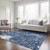 10' X 14' Denim Blue And Ivory Abstract Washable Indoor Outdoor Area Rug Transitional Style - Denim Blue, Ivory Color