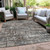 10' X 14' Brown And Charcoal Geometric Washable Indoor Outdoor Area Rug