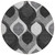 8' Black Silver And Charcoal Round Ogee Washable Indoor Outdoor Area Rug