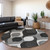 8' Black Silver And Charcoal Round Ogee Washable Indoor Outdoor Area Rug
