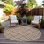 8' Orange And Ivory Round Geometric Washable Indoor Outdoor Area Rug