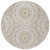 8' Taupe Khaki And Ivory Round Floral Medallion Washable Indoor Outdoor Area Rug