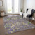 10' X 14' Purple Green And Brown Floral Washable Indoor Outdoor Area Rug