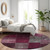 8' Merlot Burgundy And Gray Round Patchwork Washable Indoor Outdoor Area Rug