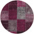 8' Merlot Burgundy And Gray Round Patchwork Washable Indoor Outdoor Area Rug