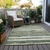 10' X 14' Sage And Beige Striped Washable Indoor Outdoor Area Rug