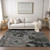 9' X 12' Gray Dark Green And Black Floral Washable Indoor Outdoor Area Rug