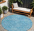 8' Teal Blue And Ivory Round Abstract Washable Indoor Outdoor Area Rug - 880016526608