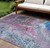 8' X 10' Sky Blue And Purple Abstract Washable Indoor Outdoor Area Rug