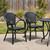 Set of Two Black Textured Mesh Sling And Aluminum Outdoor Stacking Arm Chairs
