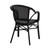Set of Two Black Textured Mesh Sling And Aluminum Outdoor Stacking Arm Chairs