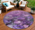 8' Purple Eggplant And Lavender Round Floral Washable Indoor Outdoor Area Rug