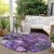 8' Purple Eggplant And Lavender Round Floral Washable Indoor Outdoor Area Rug