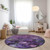 8' Purple Eggplant And Lavender Round Floral Washable Indoor Outdoor Area Rug