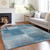 9' X 12' Denim Blue And Navy Blue Abstract Washable Indoor Outdoor Area Rug Transitional Style - Denim Blue, Navy Blue Color