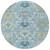 8' Sky Blue Ivory And Gold Round Damask Washable Indoor Outdoor Area Rug