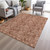 10' X 14' Terra Cotta And Copper Floral Washable Indoor Outdoor Area Rug