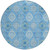 8' Denim Blue Sky Blue And Ivory Round Floral Medallion Washable Indoor Outdoor Area Rug