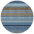 8' Navy Blue Sky Blue And Taupe Round Striped Washable Indoor Outdoor Area Rug
