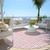 8' Pink And Ivory Round Geometric Washable Indoor Outdoor Area Rug Transitional Style - Pink, Ivory Color