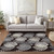 9' X 12' Black Silver And Charcoal Floral Washable Indoor Outdoor Area Rug