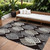 9' X 12' Black Silver And Charcoal Floral Washable Indoor Outdoor Area Rug