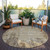 8' Brown And Beige Round Abstract Washable Indoor Outdoor Area Rug - 880016691627