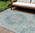 10' X 14' Teal Blue Floral Medallion Washable Indoor Outdoor Area Rug