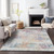 10' X 14' Ivory Orange And Blush Abstract Washable Indoor Outdoor Area Rug