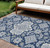 8' X 10' Blue Ivory And Gray Medallion Washable Indoor Outdoor Area Rug