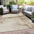9' X 12' Ivory And Beige Striped Washable Indoor Outdoor Area Rug - Ivory, Beige