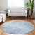 8' Sky Blue And Ivory Round Abstract Washable Indoor Outdoor Area Rug - 880016698183
