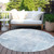 8' Sky Blue And Ivory Round Abstract Washable Indoor Outdoor Area Rug - 880016698183