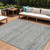 9' X 12' Gray And Charcoal Striped Washable Indoor Outdoor Area Rug - Gray, Charcoal