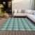 9' X 12' Blue And Green Plaid Washable Indoor Outdoor Area Rug