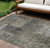 9' X 12' Taupe Brown And Charcoal Patchwork Washable Indoor Outdoor Area Rug