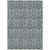 9' X 12' Blue and Cream Damask Washable Non Skid Indoor Outdoor Area Rug